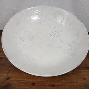 CMG Dinner Bowl 3" White Round Floral-Embossed Contemporary Ceramic Home Kitchen